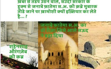मुग़ल शहेनशाह औरंगज़ेब की क़ब्र के लिए  हाय तौबा...  पैगंबर मोहम्मद स .अ.व.स. की लख़्तेजिगर  जनाबे फ़ातेमा  स.अ.के क़ब्र और रौज़े को सऊदी हुकूमत द्वारा ढाए जाने पर ख़ामोशी क्यों ... ?