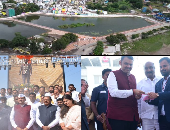 स्व. वसंतराव नाईक और स्वामी रामानंद तीर्थ की प्रतिमाओं का अनावरण; कमल तलाव का लोकार्पण, मुख्यमंत्री ने लिया पहला टिकट