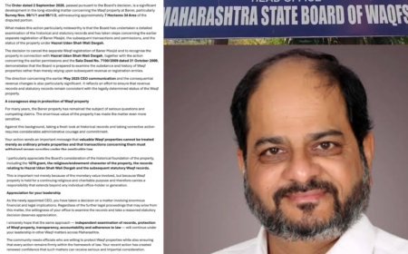बाणेर की 18 एकड़ से अधिक वक्फ जमीन पर फैय्याज खान की बड़ी कार्रवाई बाणेर मस्जिद की अलग वक्फ पंजीयन रद्द; 2006 की बिक्री अनुमति और उससे जुड़े लेन-देन को अवैध घोषित किया गया