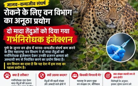 मानव–वन्यजीव संघर्ष रोकने के लिए वन विभाग का अनूठा प्रयोग; दो मादा तेंदुओं को दिया गया गर्भनिरोधक इंजेक्शन